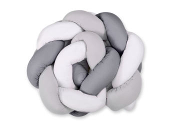 Vauvan sängyn reunapehmuste - Knot 180cm Valkoinen Harmaa Antrasiitti