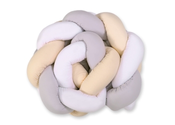 Vauvan sängyn reunapehmuste - Knot 180cm Valkoinen Harmaa Beige