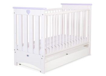 Vauvan sänky 120x60cm + Vetolaatikko pinnasänkyyn STANDARD Violetti Valkoinen