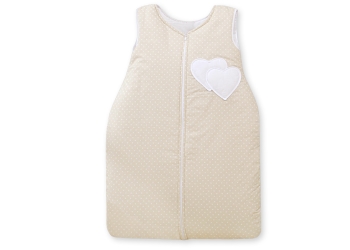 Vauvan unipussi - Hanging Hearts Beige Valkoisilla Pilkuilla