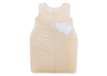 Vauvan unipussi - Hanging Hearts Beige Valkoisilla Pilkuilla