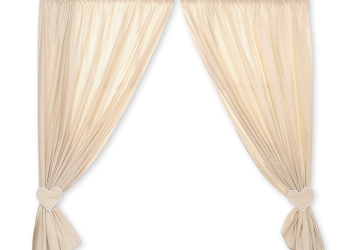 Verhot vauvan huoneeseen - Hanging Hearts Beige Valkoisilla Pilkuilla