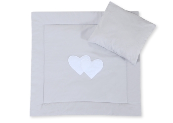 Vuodevaatesetti vaunuihin - Hanging hearts Harmaa