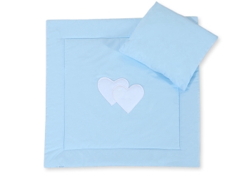 Vuodevaatesetti vaunuihin - Hanging hearts Sininen