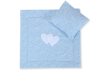 Vuodevaatesetti vaunuihin - Hanging hearts Sininen Kukkaketo Kukat