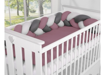 Vauvan sängyn reunapehmuste - 1,8m - Kopfschutz für Babybett- pastellinvioletti - harmaa - antrasiitti