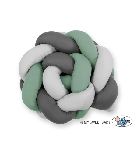 Vauvan sängyn reunapehmuste - Knot 180cm- pastellinvihreä - harmaa - antrasiitti