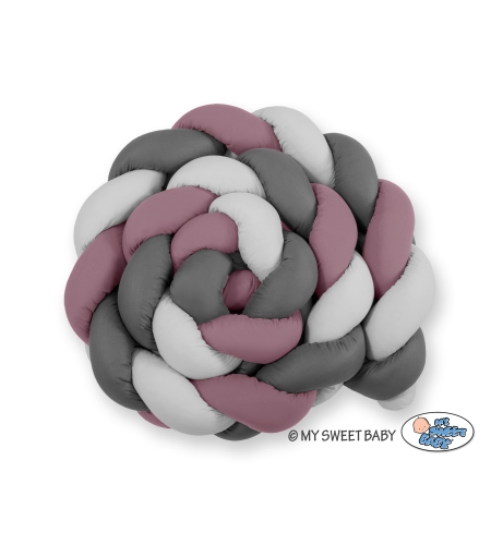 Vauvan sängyn reunapehmuste - Knot XXL pastellinvioletti-harmaa-antrasiitti