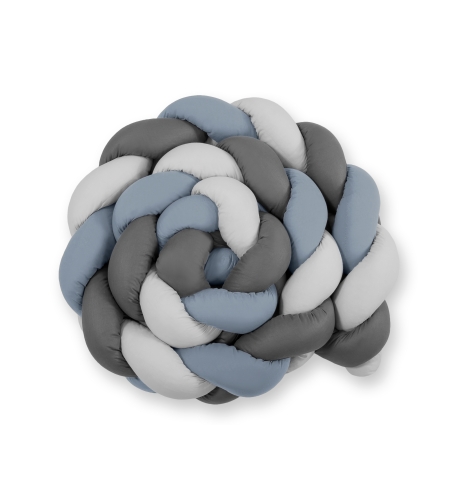 Vauvan sängyn reunapehmuste - Knot XXL pastellinsininen-harmaa-antrasiitti