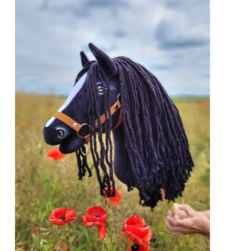 Keppihevonen Friisiläinen Musta Hobby Horse, Pitkä Harja ja Valkoinen Piirto  A3