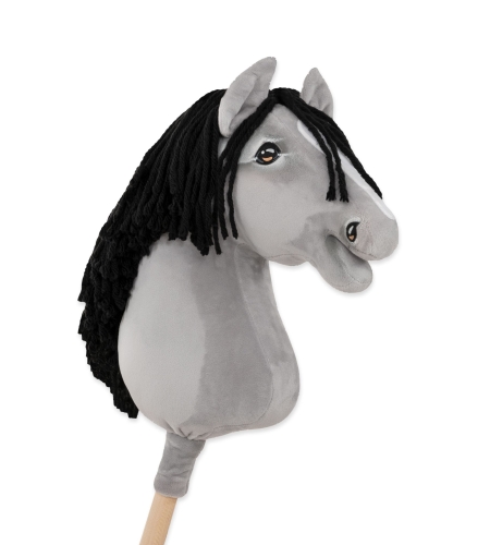 Keppihevonen - Hobby Horse A3 Harmaa hevonen, Musta Harja