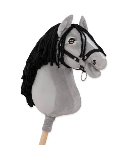 Keppihevonen - Hobby Horse A3 Harmaa hevonen, Musta Harja