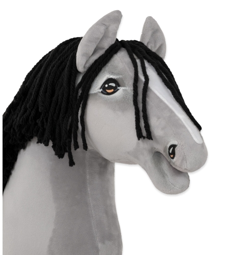 Keppihevonen - Hobby Horse A3 Harmaa hevonen, Musta Harja