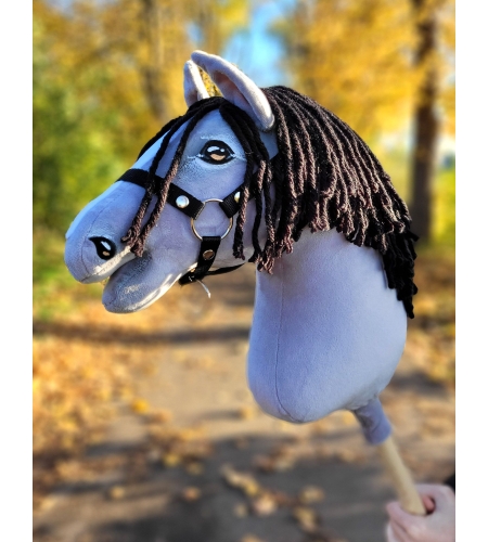 Keppihevonen - Hobby Horse A3 Harmaa hevonen, Musta Harja