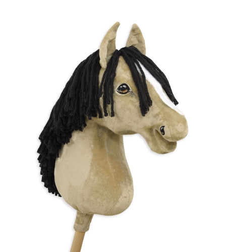 Keppihevonen - Hobby Horse A3 Hiirakko, Pitkä Musta Harja ja Valkoinen Piirto