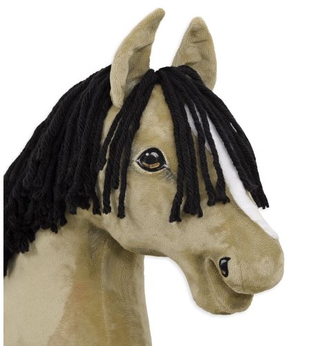 Keppihevonen - Hobby Horse A3 Hiirakko, Pitkä Musta Harja ja Valkoinen Piirto