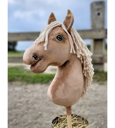 Keppihevonen - Hobby Horse A3 Palomino, Pitkä Vaalea Harja Valkoinen Piirto