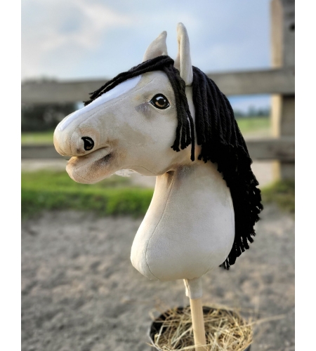Keppihevonen - Hobby Horse A3 Vaalea Hiirakko Hevonen, Musta Harja