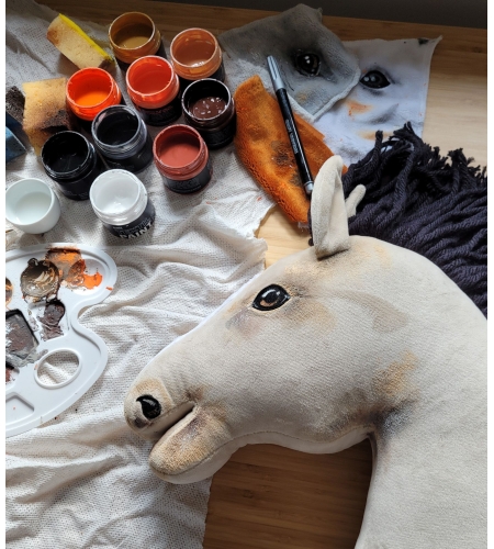 Keppihevonen - Hobby Horse A3 Vaalea Hiirakko Hevonen, Musta Harja