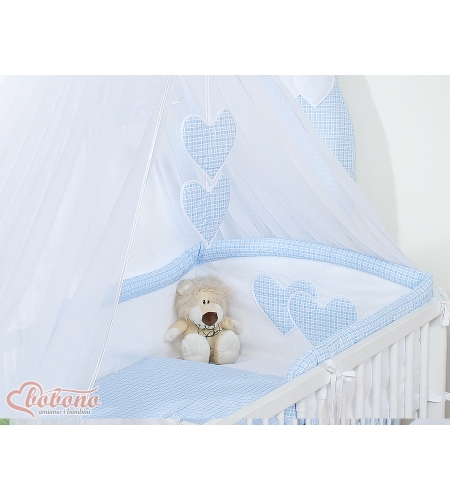 11-osainen vauvan pussilakanasetti ja hyttysverkko - Hanging Hearts Sininen Kukkaketo Kukat