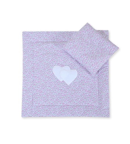 2-osainen petisetti vaunuihin - Hanging Hearts Vaaleanpunainen Kukkaketo Kukat