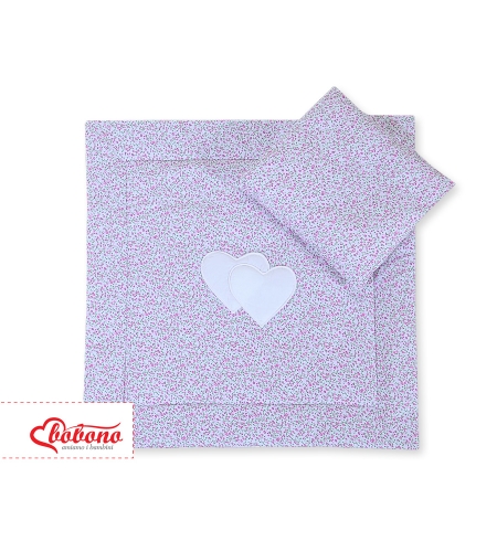 2-osainen petisetti vaunuihin - Hanging Hearts Vaaleanpunainen Kukkaketo Kukat