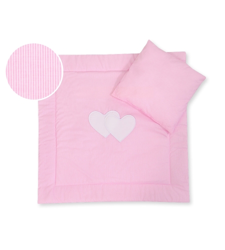2-osainen petisetti vaunuihin - Hanging Hearts Vaaleanpunainen Raidat