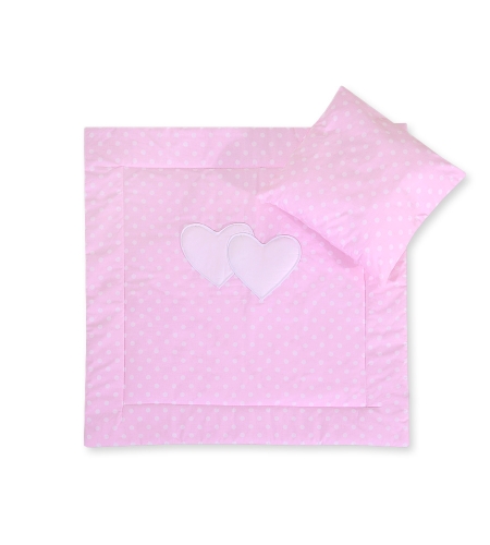 2-osainen petisetti vaunuihin - Hanging Hearts Valkoisilla Pilkuilla