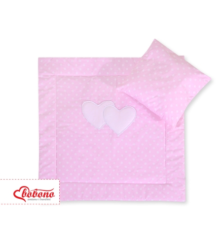2-osainen petisetti vaunuihin - Hanging Hearts Valkoisilla Pilkuilla