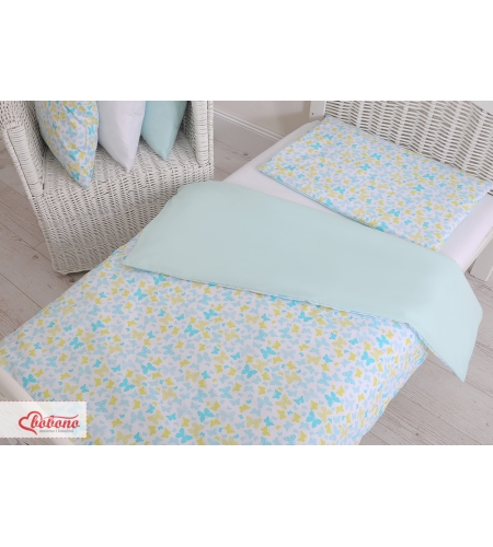 2-osainen pussilakanasetti lapselle 140x200 Junior - Sininen Perhoset