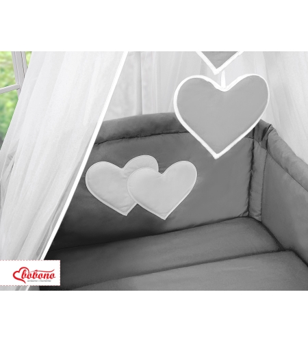 7-osainen pussilakanasetti ja katosverho - Hanging Hearts Antrasiitti