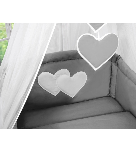 7-osainen pussilakanasetti ja katosverho - Hanging Hearts Antrasiitti