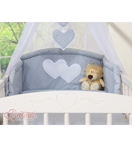 7-osainen pussilakanasetti ja katosverho - Hanging Hearts Harmaa