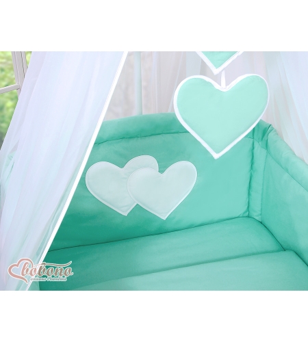 7-osainen pussilakanasetti ja katosverho - Hanging Hearts Minttu