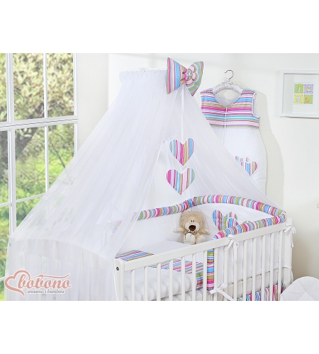 Hyttysverkko vauvan sänkyyn - Hanging Hearts Violetti Raidat Sifonki