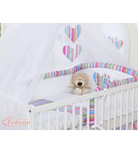 Hyttysverkko vauvan sänkyyn - Hanging Hearts Violetti Raidat Sifonki