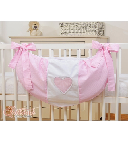 Lelupussukka pinnasänkyyn - Hanging Hearts Vaaleanpunainen Raidat