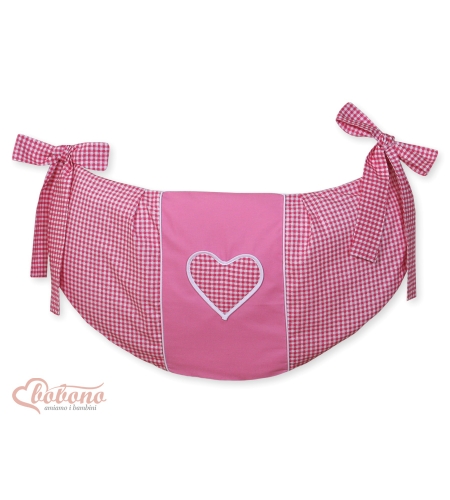 Lelupussukka pinnasänkyyn - Hanging Hearts Vaaleanpunainen Ruutukuvio
