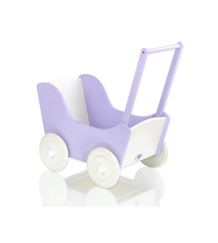 Liila puinen leluvaunu Violetti Valkoinen