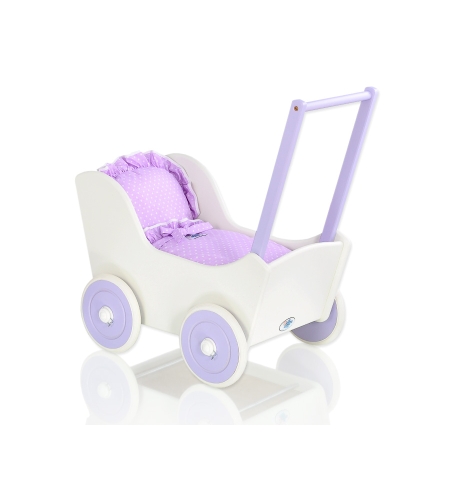 Liila puiset nuken vaunut Violetti Valkoinen