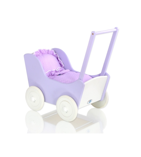 Liila puiset nuken vaunut Violetti Valkoinen