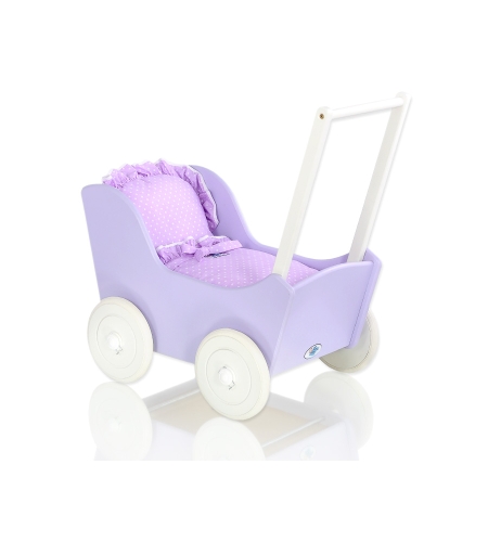 Liila puiset nuken vaunut Violetti Valkoinen