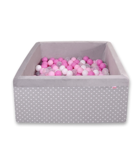 Pallomeri + pallot 200kpl Harmaa Valkoisilla Pilkuilla