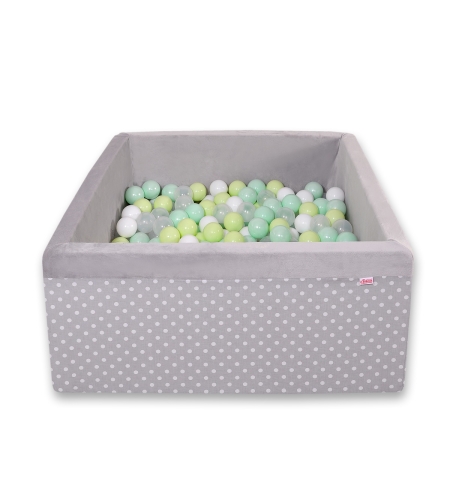 Pallomeri + pallot 200kpl Harmaa Valkoisilla Pilkuilla