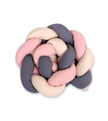 Pinnasängyn reunapehmuste - Knot 180cm Beige Antrasiitti Pastellinvaaleanpunainen