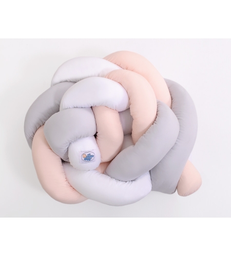 Pinnasängyn reunapehmuste - Knot 180cm Valkoinen Harmaa