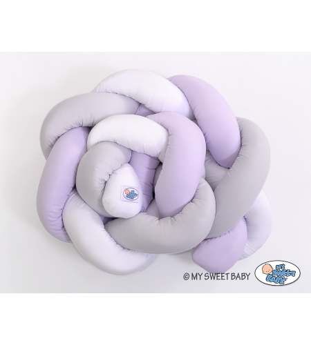 Pinnasängyn reunapehmuste - Knot 180cm Violetti Valkoinen Harmaa