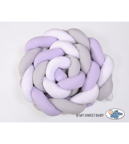 Pinnasängyn reunapehmuste - Knot XXL Violetti Valkoinen Harmaa