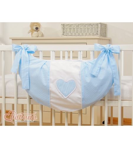 Pinnasänkyyn kiinnitettävä pussukka - Hanging Hearts Sininen Raidat