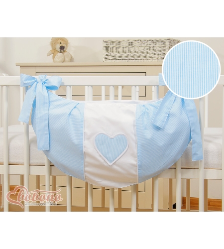Pinnasänkyyn kiinnitettävä pussukka - Hanging Hearts Sininen Raidat